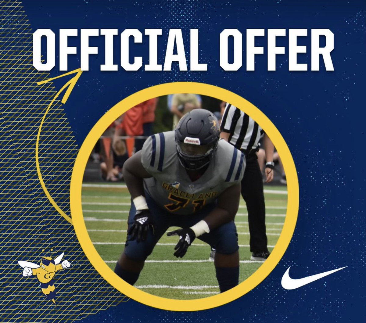 Blessed to receive an offer from Graceland University 🔵🟡 <a href="/EdgewaterFB/">Edgewater Football</a> <a href="/CoachRodRyles/">Roderick Ryles</a> #AGTG