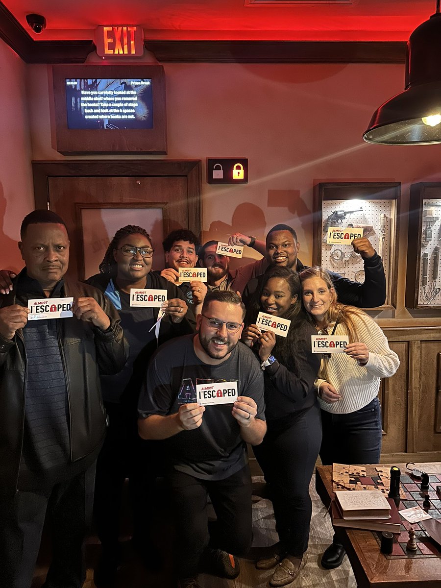 We tried to escape prison… and ALMOST got away! 🫡  this was a great way to have some fun while challenging our communication and team work!  #JerARMY <a href="/One_FLA/">OneFLA</a>  <a href="/jemeFL/">John Meyers</a> #EscapeRoom #TeamBuilder