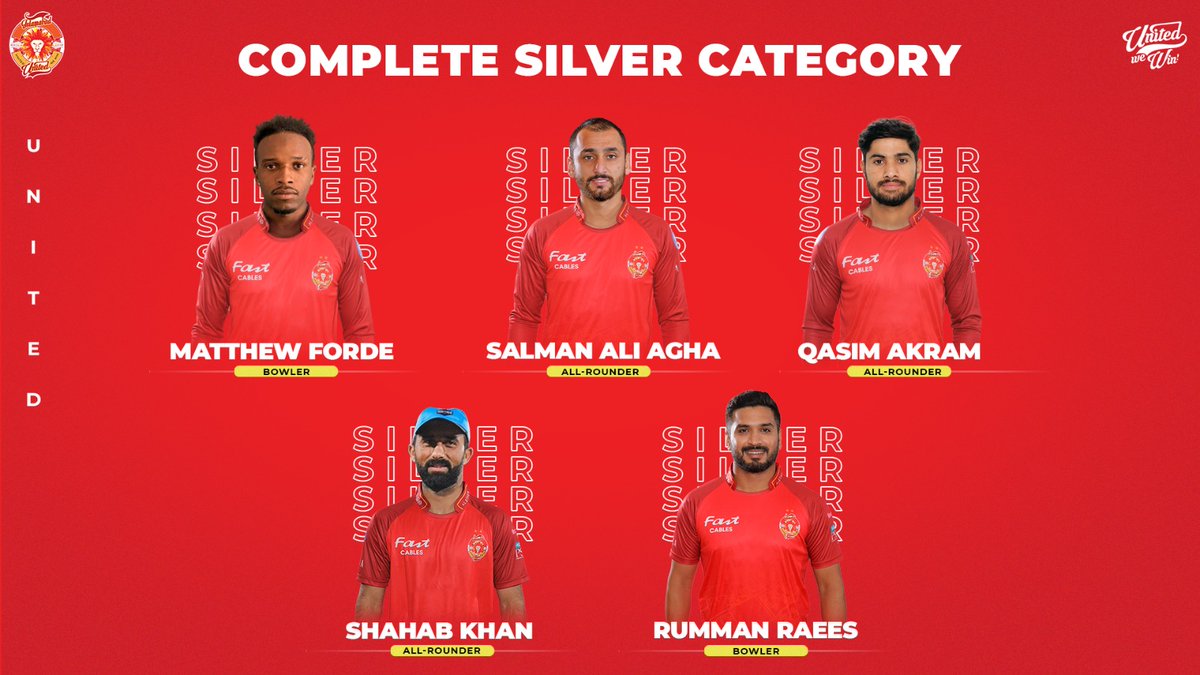 Silver Squad Unveiled! Proud to announce our complete Silver category lineup for #HBLPSL9! 🔥 #UnitedWeDraft #DraftedVictory #UnitedWeWin #HBLPSLDraft