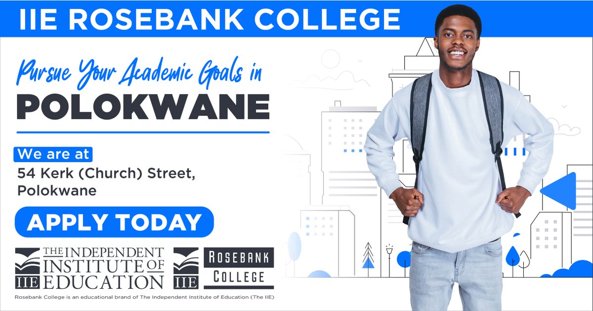 Rosebank_Int's tweet photo. Join IIE Rosebank College on an exciting academic journey in 2024. Apply now by following this link https://t.co/JqAHTvFgPW or by visiting our Polokwane Campus. Contact us for any queries. We can't wait to hear from you!
#IIERosebankCollege #Application2024 #Polokwane https://t.co/V8fotfgXE0