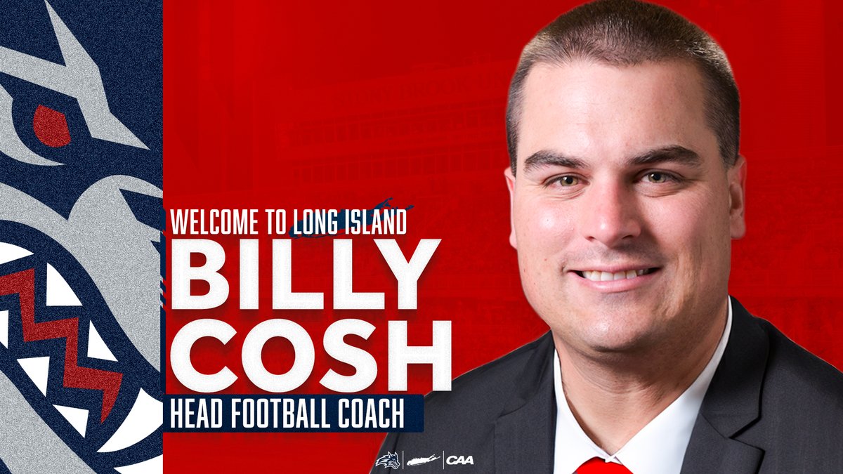 𝗔 𝗡𝗘𝗪 𝗘𝗥𝗔 𝗢𝗡 𝗟𝗢𝗡𝗚 𝗜𝗦𝗟𝗔𝗡𝗗 Stony Brook Athletics has named Billy Cosh the next head coach of Stony Brook football! 👏 📰 bit.ly/3GG2FcR 🌊🐺 x #HOWL x @CoachBCosh