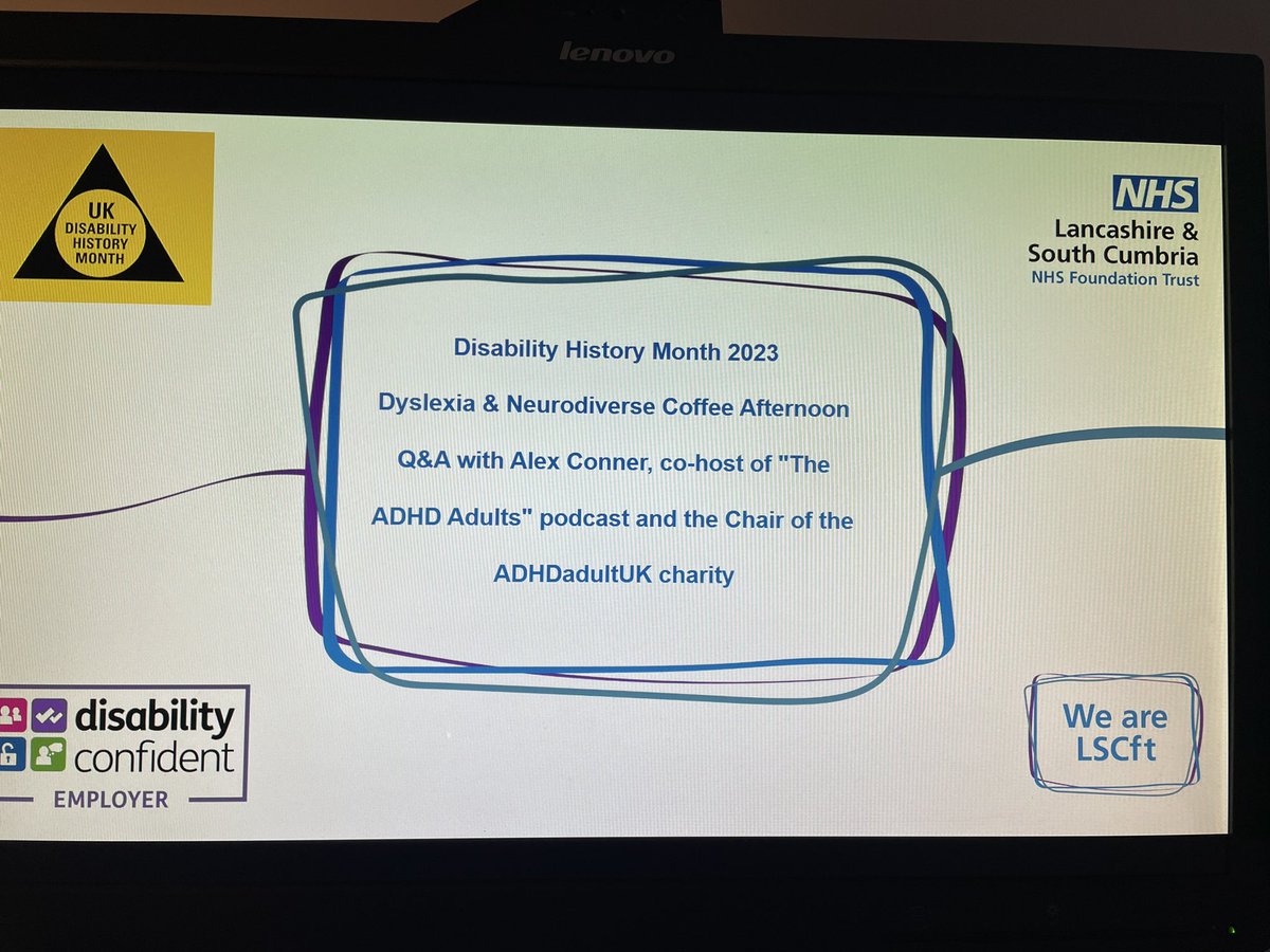 Excellent Q&A session at @WeAreLSCFT Dyslexia & Neurodiverse staff network coffee afternoon for #DisabilityHistoryMonth23 with Alex Conner @alexconnerbham @adhdadultuk