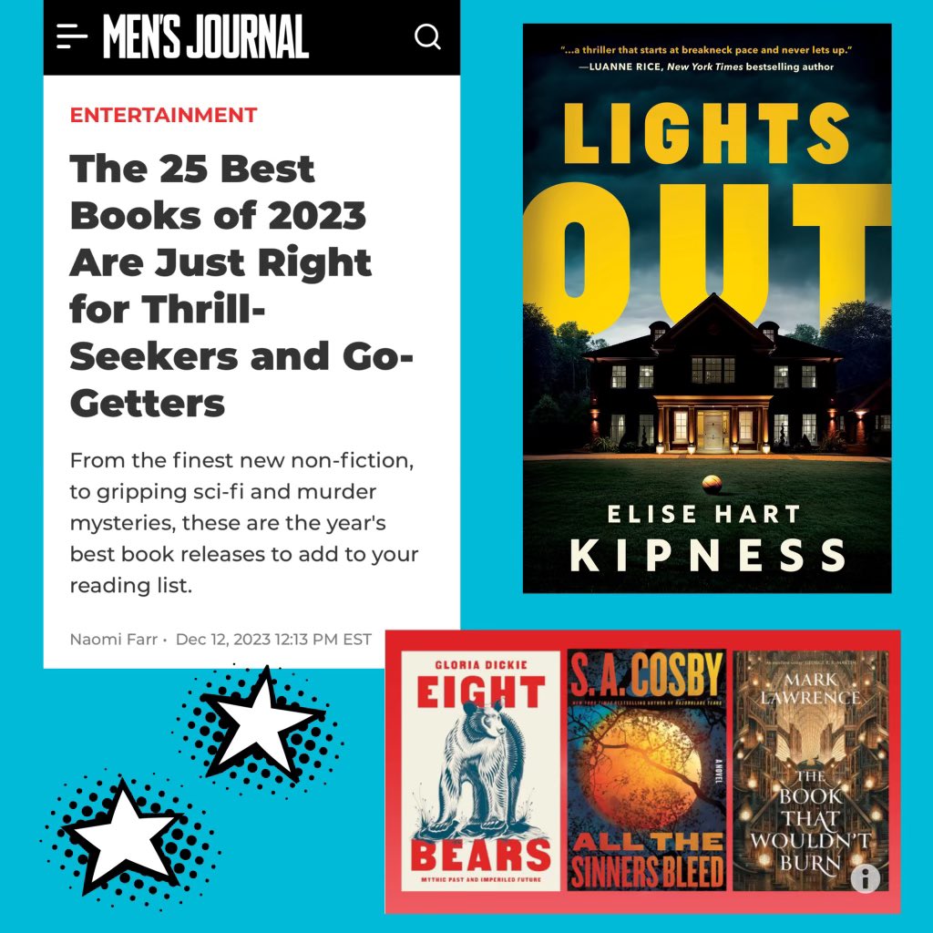 Pinch me!! LIGHTS OUT is one of @MensJournal top 25 books of 2023. 🎉🎉🎉 #reading #crimefiction #amazonpublishing #itwdebut