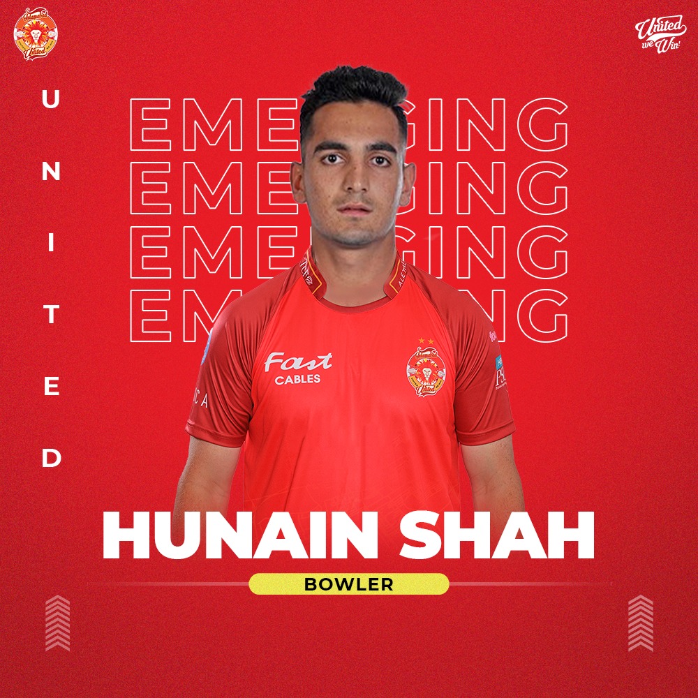 🚀 Speed Alert! Welcoming Hunain Shah to the #ISLUFamily. Excited to see the Shah brothers bring their fiery bowling to #HBLPSL9. Get ready for some high-speed action! #UnitedWeDraft #DraftedVictory #UnitedWeWin #HBLPSLDraft