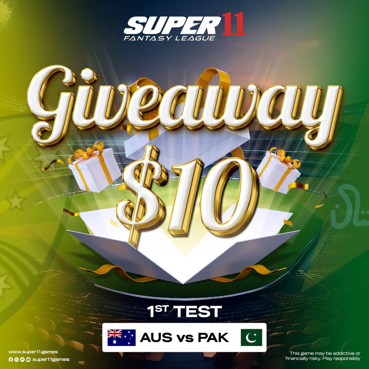 Chakka lagana ka waqt aagaya! 🔥

Kal AUS vs PAK Test Match mein khelain aur jeetain $10 ka maza! 🏏💸

Dowload the Super11 App!
super11.games

Play Now, Play Super!

#super11 #Super11AsiaCup #Super11FantasyLeague #T20 #BBL #AUSvsPAK #Testmatch #freegiveaway