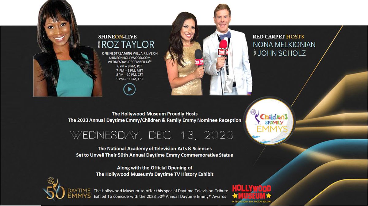 The Hollywood Museum Proudly Hosts The 2023 Annual Daytime Emmy/Children &amp; Family Emmy Nominee Reception. Live Wed @ 6pm, PST
youtube.com/watch?v=GsJuOI…