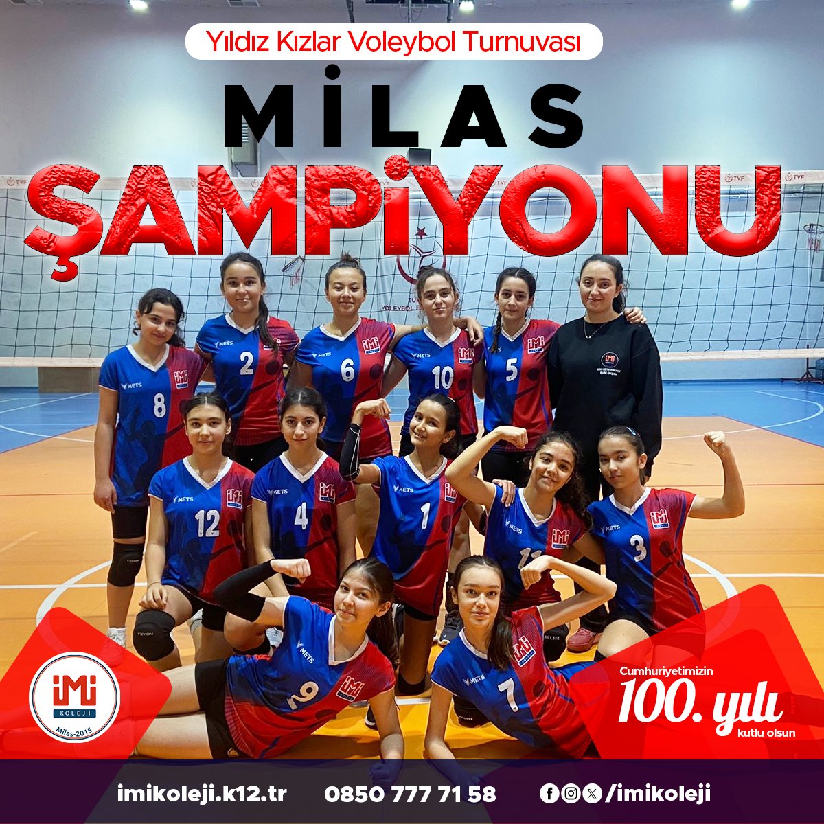 Muğla Okul Sporları kapsamında  düzenlenen okullar arası Yıldız Kızlar Voleybol ilçe maçlarında  okulumuz "İMİ Koleji Yıldız Kızlar" voleybol takımımız Milas şampiyonu olmuştur. Okulumuzu ve ilçemizi ilde temsil etme hakkı kazanmışlardır.
