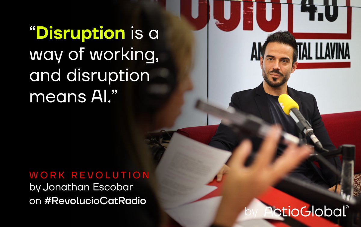 "Thanks to its computing power, #AI already today helps us to automate many processes."
So AI plays an important role in the Work Revolution.

Listen to <a href="/JEscobarMarin/">Jonathan Escobar [EN profile]</a>, CEO of <a href="/ActioGlobal/">ActioGlobal</a> and <a href="/Xantallavina/">Xantal Llavina Aguilar</a> of #RevolucioCatradio:

ccma.cat/3cat/disrupcio…