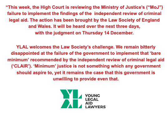 🧵Read our statement on @TheLawSociety's important legal challenge concerning the government's failure to properly fund #CriminalLegalAid here: