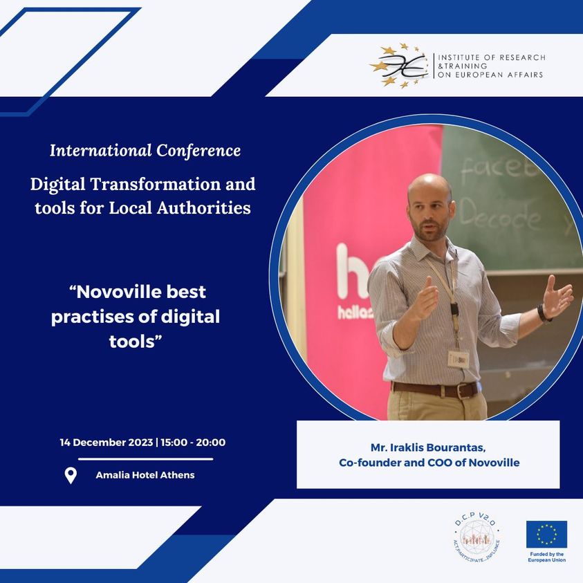 Looking forward to the @IRTEAgr International Conference on Digital Transformation & Tools for Local Authorities tomorrow, to discuss innovation in local gov along with experts, academics and representatives of European institutions. #DCP #CERV #EU #civicengagement #innovation