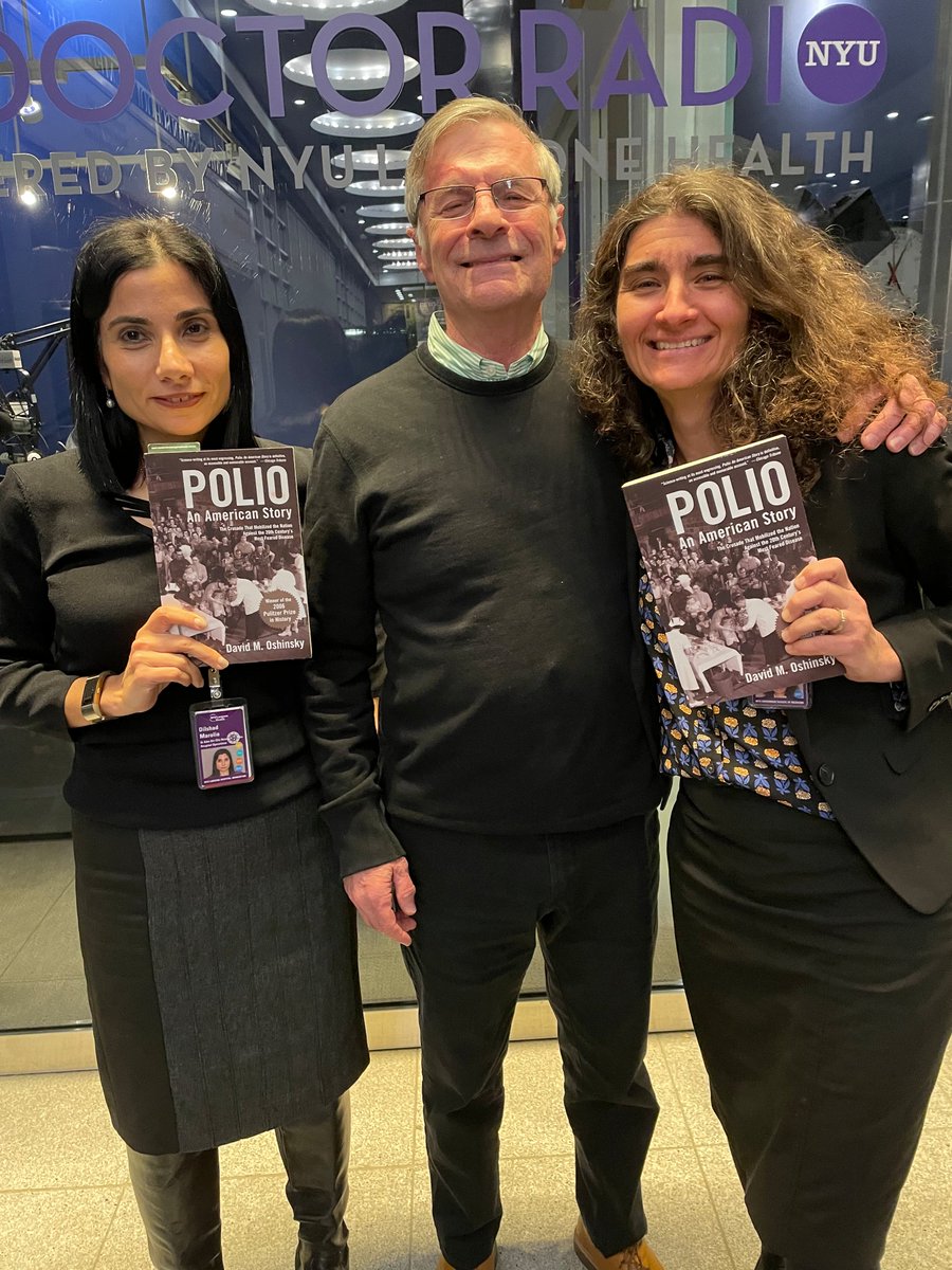 Professional Bucket List ✅ Hosting an AMAZING @NYUDocs radio spot with @nyulangone Pulitzer prize winner @DavidOshinsky with co-host @dilshadmarolia Thank you, David, for bringing the past to life in your outstanding book, Polio: An American Story. May we learn from history.