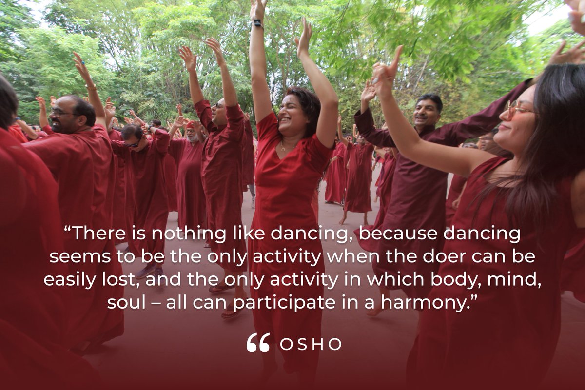“There is nothing like dancing, because dancing seems to be the only activity when the doer can be easily lost, and the only activity in which body, mind, soul – all can participate in a harmony.” - #Osho

#oshoquotes #dance #meditation