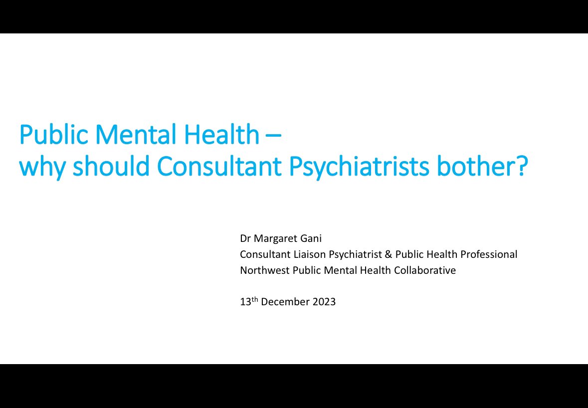 Privileged to present a session on Public Mental Health to Consultant Psychiatrists   @LSCFTMedics @LSCFTMedEd. 
Lovely afternoon with engaging and thought provoking questions and  conversations.
Looking forward to more public mental health participation! 
#PublicMentalHealth