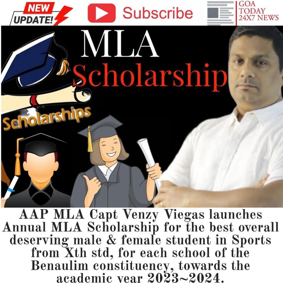 Launched Annual MLA Scholarship for overall deserving male & female student in Sports from Xth std, for each school of the Benaulim constituency, academic year 2023~2024. 2nd MLA Scholarship launched to motivate students & portray the AAP Benaulim Model of Administration. #aap