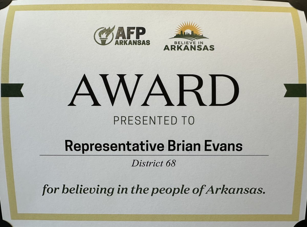 Honored to receive the A+ Award from Americans for Prosperity for my conservative voting record in believing in and supporting the people of Arkansas. #FamilyValuesMatter #cabotstrong #prolife #ConservativeMatters #progun #believeinarkansas