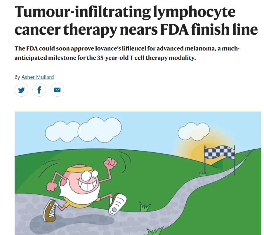 Tumour-infiltrating lymphocyte cancer therapy nears FDA finish line bit.ly/3NldJQE The FDA could soon approve Iovance’s lifileucel for melanoma, a much-anticipated milestone for the 35-year-old T cell therapy modality - read more in this news feature published today