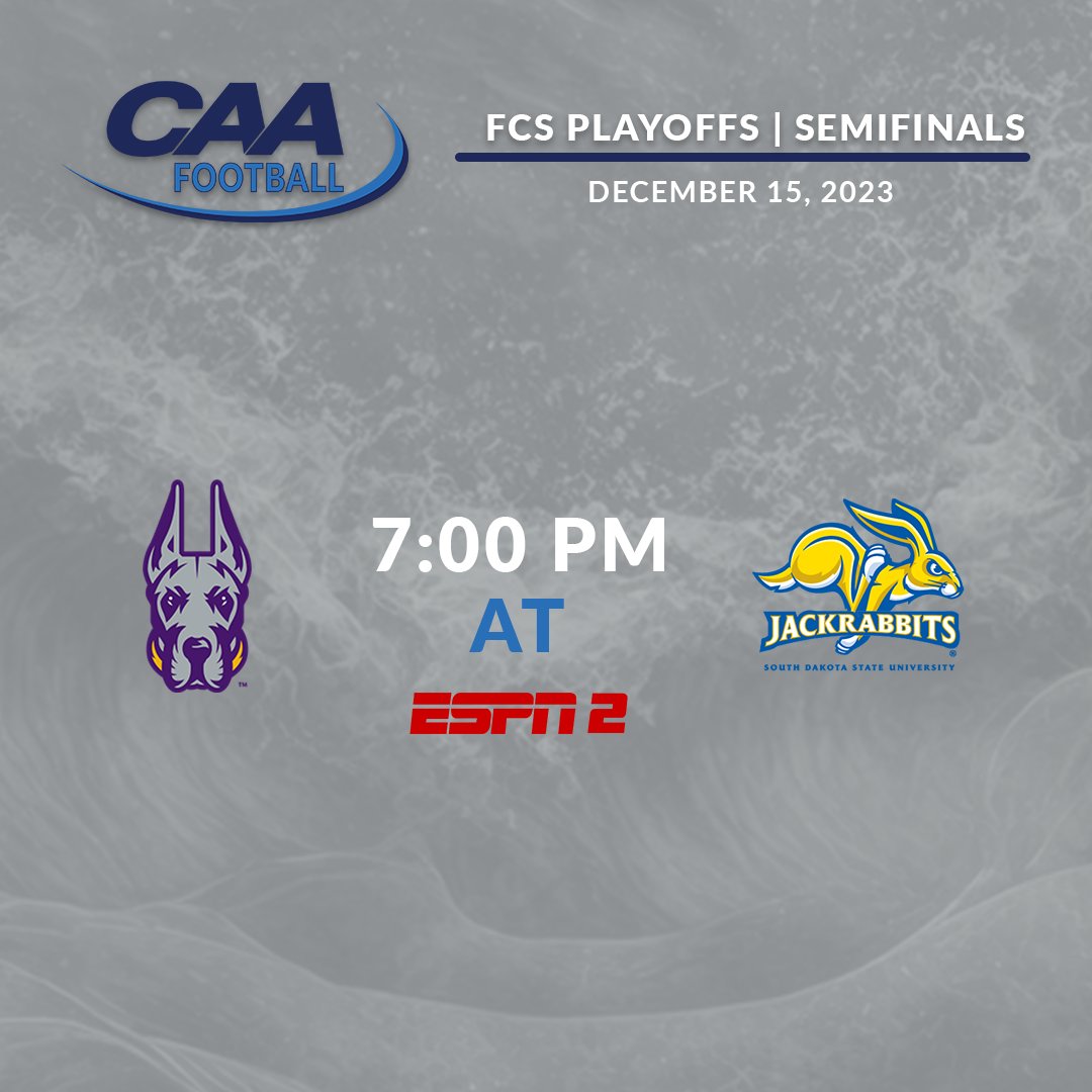 CAA Football (@caafootball) on Twitter photo 🔜 SEMIFINALS.
No. 5 <a href="/UAlbanyFootball/">UAlbany Football</a> vs. No. 1 South Dakota State on ESPN2
#CAAFB | #FCSPlayoffs 🔜 SEMIFINALS.
No. 5 <a href="/UAlbanyFootball/">UAlbany Football</a> vs. No. 1 South Dakota State on ESPN2
#CAAFB | #FCSPlayoffs