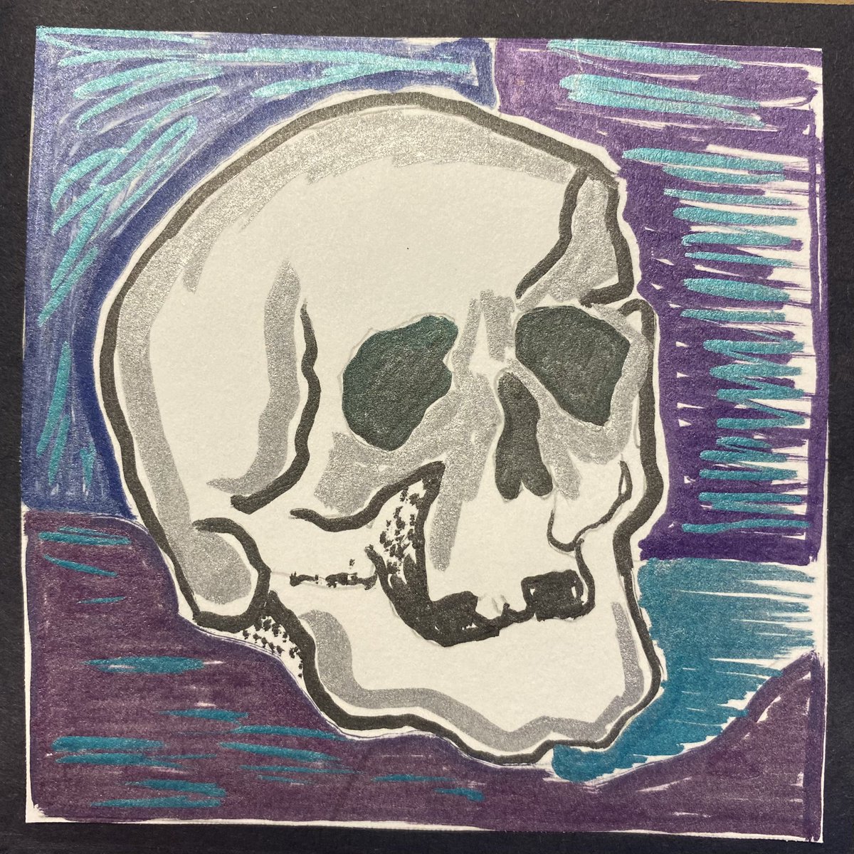 A little 4x4 playing w metallic acrylic markers #deathbecomesher #artclass #paintpens #storytelling inspired by