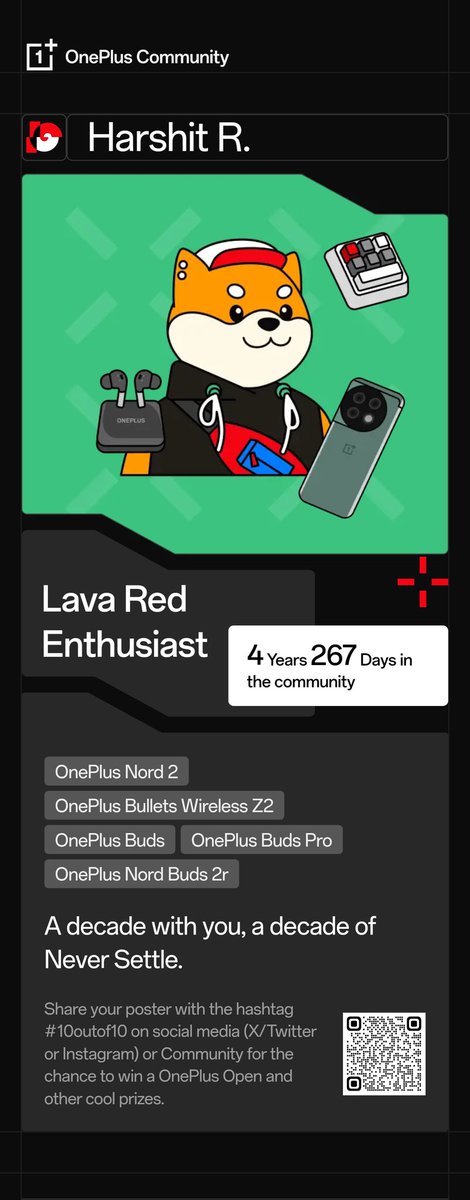 harshit___raj's tweet image. Hey everyone,
@oneplus is celebrating it&apos;s 10th Anniversary. It&apos;s been a great journey to be a part of the amazing OnePlus community. 🥳

And also my community username &quot;Harshit R.&quot; will be in the Global retail box of upcoming OnePlus 12.

Congratulations 🥳
#10outof10