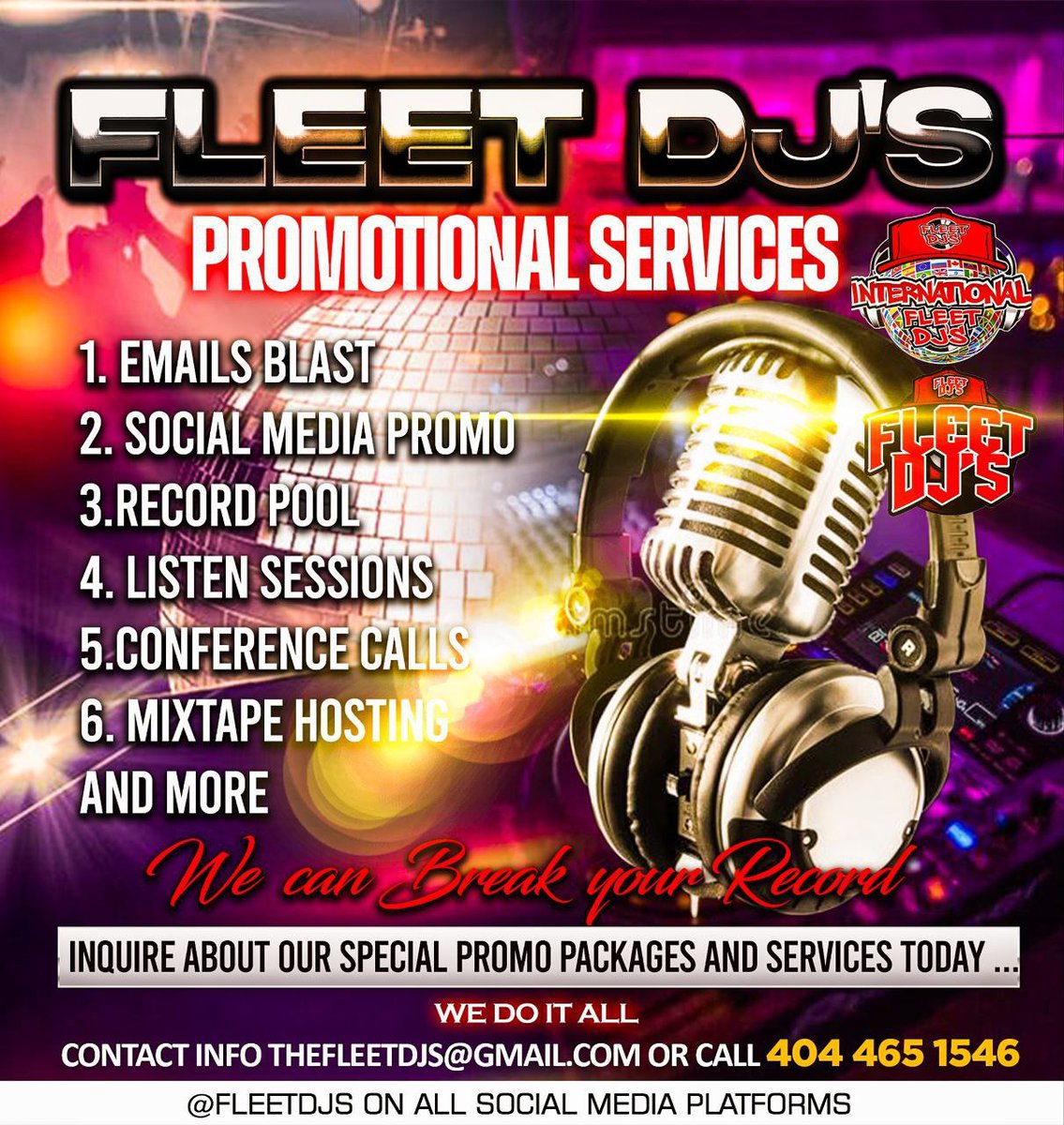 Are you or your company looking for that extra boost of Promotion. We are a proven platform that builds momentum and awareness to your brand . Contact the @FleetDJs or call 404 465 1546 or email Thefleetdjs@gmail.com And watch US do our thang!!! #fleetdjs #fleetnation #Promotions