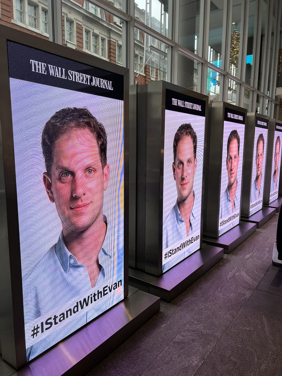 Today and everyday we stand with our fiercely talented reporter and friend, Evan Gershkovich. His continued detention by Russia is an absolute outrage. We need his byline back in the @WSJ instead of his photo. #IStandWithEvan