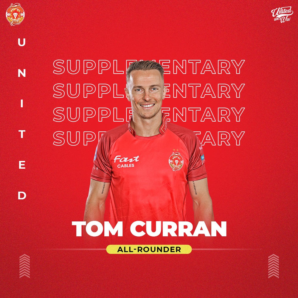🔙🎉 He's back! Warmly welcoming Tom Curran, the dynamic English all-rounder, back to the #ISLUFamily. Ready for @TC59 to bring his blend of skill and energy to #HBLPSL9. #UnitedWeDraft #DraftedVictory #UnitedWeWin #HBLPSLDraft