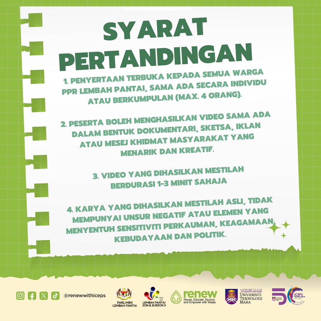 renewwithiceps's tweet photo. Jom sertai pertandingan video pendek pada 16 Disember, Sabtu bermula jam 9 pagi sehingga 6:30 petang yang diadakan di Dewan Komuniti Lembah Pantai.  Syarat-syarat pertandingan seperti tertera di atas. Jangan lepaskan peluang ini kerana hadiah menarik berupa hamper sedang menanti https://t.co/8T51Bwd904