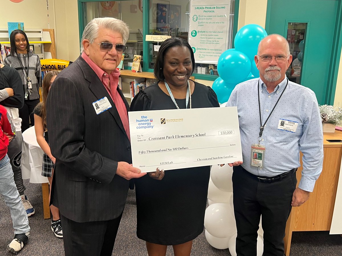BCPS Grants Department (@bcps_grants) on Twitter photo Congratulations to <a href="/CroissantParkEl/">Croissant Park Elem</a> for their $50,000 grant donation from <a href="/Chevron/">Chevron</a> and Sunshine Gasoline🎉 Funds will go towards the creation of a new STEM Lab that will support approximately 650 students!❤️📚🔬 <a href="/browardschools/">Broward Schools</a> <a href="/BrowardSTEM/">Broward STEM</a> Congratulations to <a href="/CroissantParkEl/">Croissant Park Elem</a> for their $50,000 grant donation from <a href="/Chevron/">Chevron</a> and Sunshine Gasoline🎉 Funds will go towards the creation of a new STEM Lab that will support approximately 650 students!❤️📚🔬 <a href="/browardschools/">Broward Schools</a> <a href="/BrowardSTEM/">Broward STEM</a>