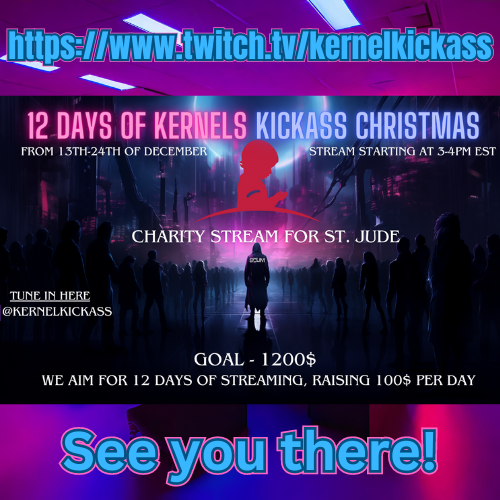 KernelKickAss's tweet image. Scum Community Event at 12pm | Day 1 of our !stJudescharity stream | Community giveaway every $100 raised! twitch.tv/kernelkickass