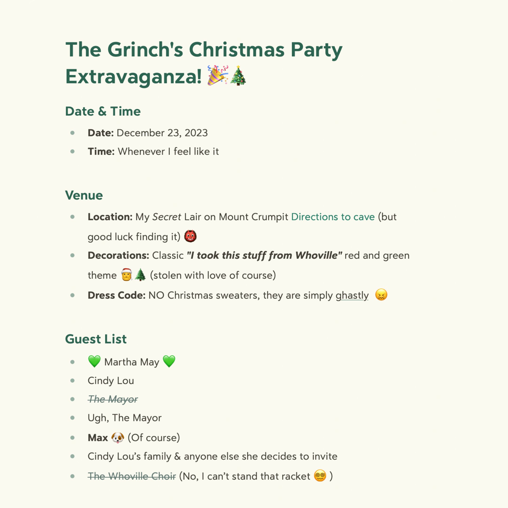 Bear - Markdown Notes on X: Unlike the Grinch's Christmas spirit, we're  all about spreading joy! 🎉 Organize your Christmas party or any festive  event seamlessly. From guest lists to chaotic family