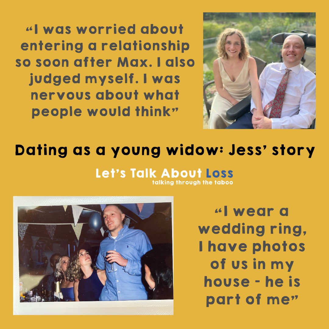Our latest blog is incredible - Jess has written a beautiful, honest, powerful account of losing her husband Max, and dating since his death. Read the blog in full here: letstalkaboutloss.org/2023/12/13/dat…