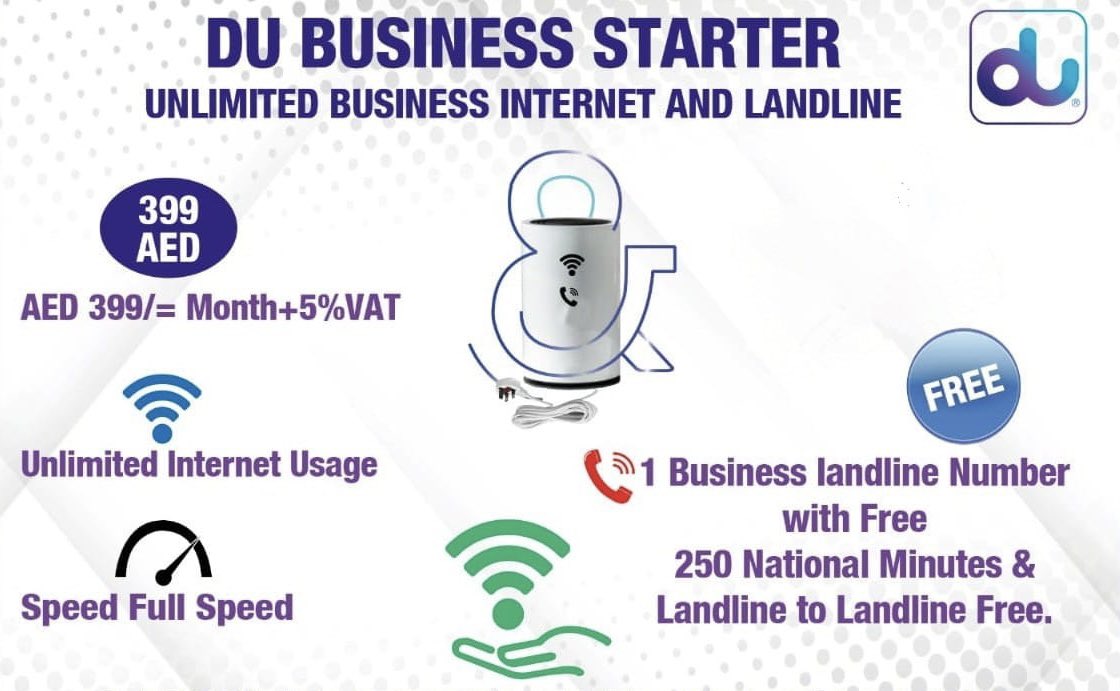 Introducing Du Business Starter with 30% discount for 6 months with unlimited internet and unlimited landline calls . DM for further information
#Du #internet