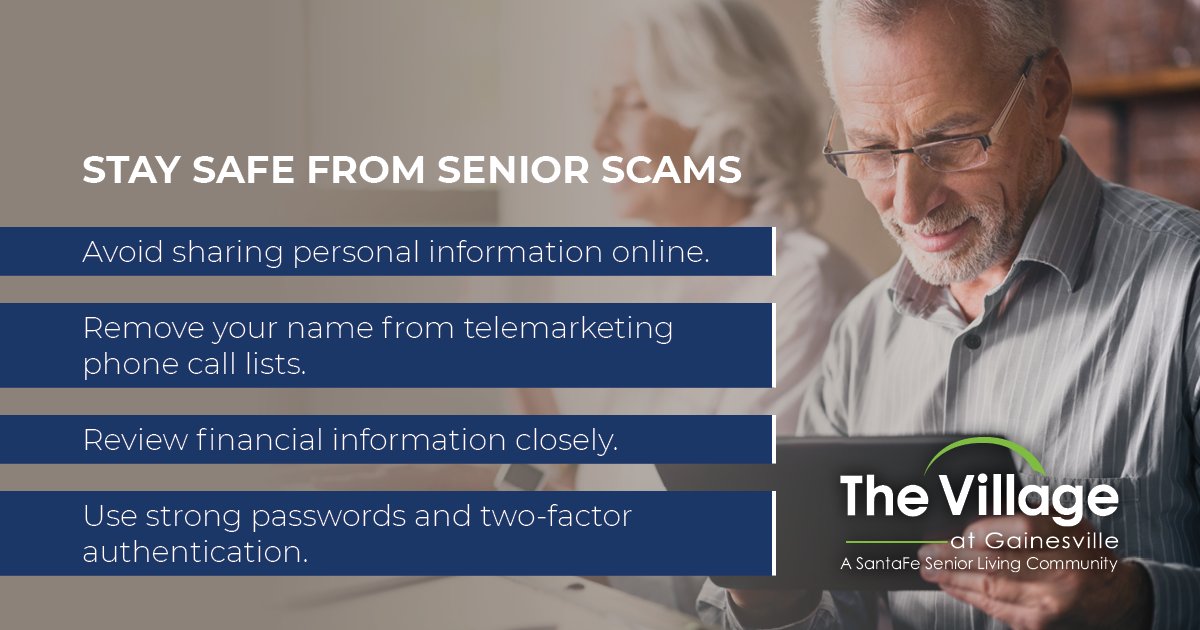 It is estimated that senior citizens lose more than three billion dollars each year due to financial scams. 

Protect your personal information by following these 4️⃣ steps. 

Read more: bit.ly/44agmtT. #SeniorScams #Fraud