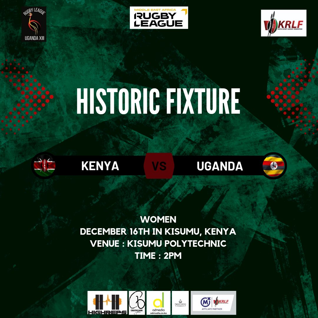 Our Kenyan Lady Rugby Leaguers national team have our first ever fixture against our noisy neighbours, Uganda. Let's go, Kenya! 💪🏾🇰🇪 #krl #krlf #playrugbyleague #rugbyleague #rugbyleaguekenya #mearugbyleague #nrl #intrl #FlyingTheKenyanFlagHigh #Admedia #mozzartbet