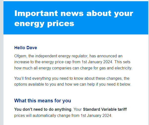 Hey <a href="/BritishGas/">British Gas</a>, So <a href="/ofgem/">Ofgem</a> has increased the cap. That doesn't mean you have to increase the prices. Is this not you cashing in just because allowed to charge more doesn't mean you should. <a href="/ITV/">ITV</a> <a href="/SkyNews/">Sky News</a> <a href="/BBCNews/">BBC News (UK)</a> <a href="/BBCBreaking/">BBC Breaking News</a> <a href="/BBCBreakfast/">BBC Breakfast</a> ... Can't wait to read your reply.