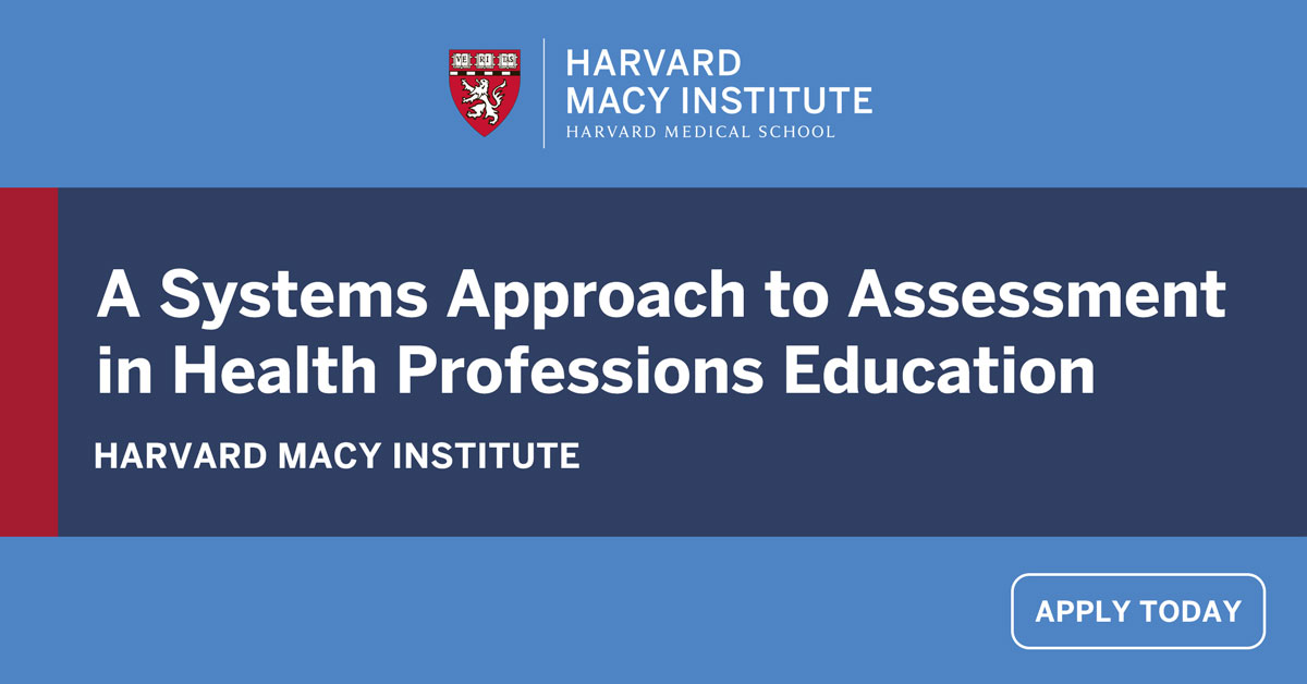 Ready to design an assessment plan that aligns with your institutional objectives? Apply by January 19 to A Systems Approach to Assessment in Health Professions Education to integrate systems thinking into your future projects. bit.ly/3DyUGwR