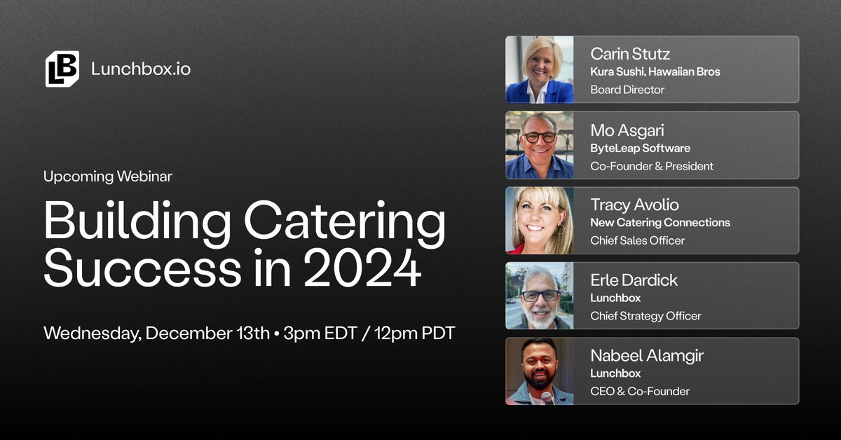 Last chance to register for today’s Building Catering Success in 2024 Webinar at 3pm ET. Tune in for exclusive insights on the catering industry in the coming year – joined by top industry leader Erle Dardick. Register now with the link below. bit.ly/3G6tyql