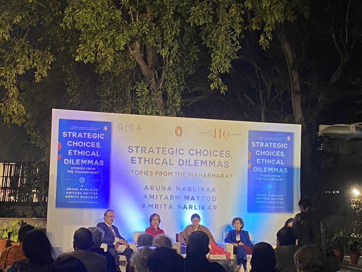 Fascinating to listen Hon. Min. @smritiirani discussing her ideas on Mahabharata, and authors of the book Prof @amitabhmattoo, Prof. @AmritaNarlikar and Aruna ma’am to bring ancient Indian wisdoms to navigate contemporary complex strategic arena.