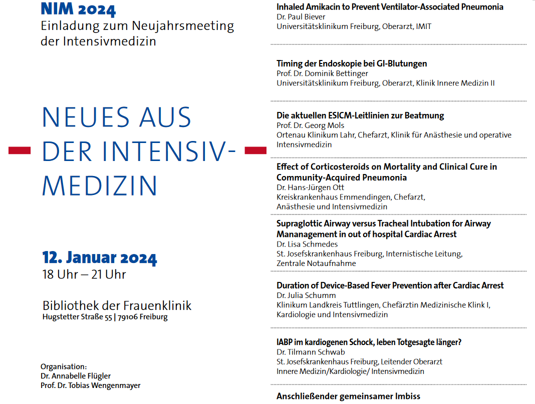 Interdisziplinäre Medizinische Intensivtherapie FR (@imit_freiburg) on Twitter photo Herzliche Einladung zum NIM 2024 - Neues aus der Intensivmedizin: 12.01.24, 18 Uhr ▶️uniklinik-freiburg.de/nim.html @AFluegler <a href="/TobiWengenmayer/">Tobias Wengenmayer</a> <a href="/Uniklinik_Fr/">Uniklinik Freiburg</a> Herzliche Einladung zum NIM 2024 - Neues aus der Intensivmedizin: 12.01.24, 18 Uhr ▶️uniklinik-freiburg.de/nim.html @AFluegler <a href="/TobiWengenmayer/">Tobias Wengenmayer</a> <a href="/Uniklinik_Fr/">Uniklinik Freiburg</a>