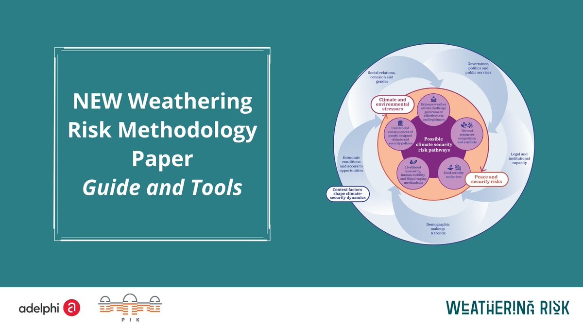 🆕Climate Security Risk Assessment Methodology Guide & Tools The original #WeatheringRisk methodology has been adapted to make it easier, replicable & usable. Using this approach, valuable entry points can even be ascertained with limited climate data. 🔎weatheringrisk.org/methodology