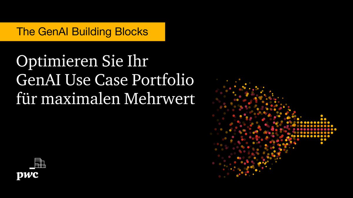 Sie wollen wissen, wie Sie durch die vielfältige Landschaft der #GenAI-Anwendungen navigieren und Ihr Portfolio von Use Cases optimal verwalten können? Unsere Expert:innen zeigen praxisnah, wie Sie das volle Potenzial von GenAI ausschöpfen. Mehr hier: pwc.de/de/im-fokus/te…