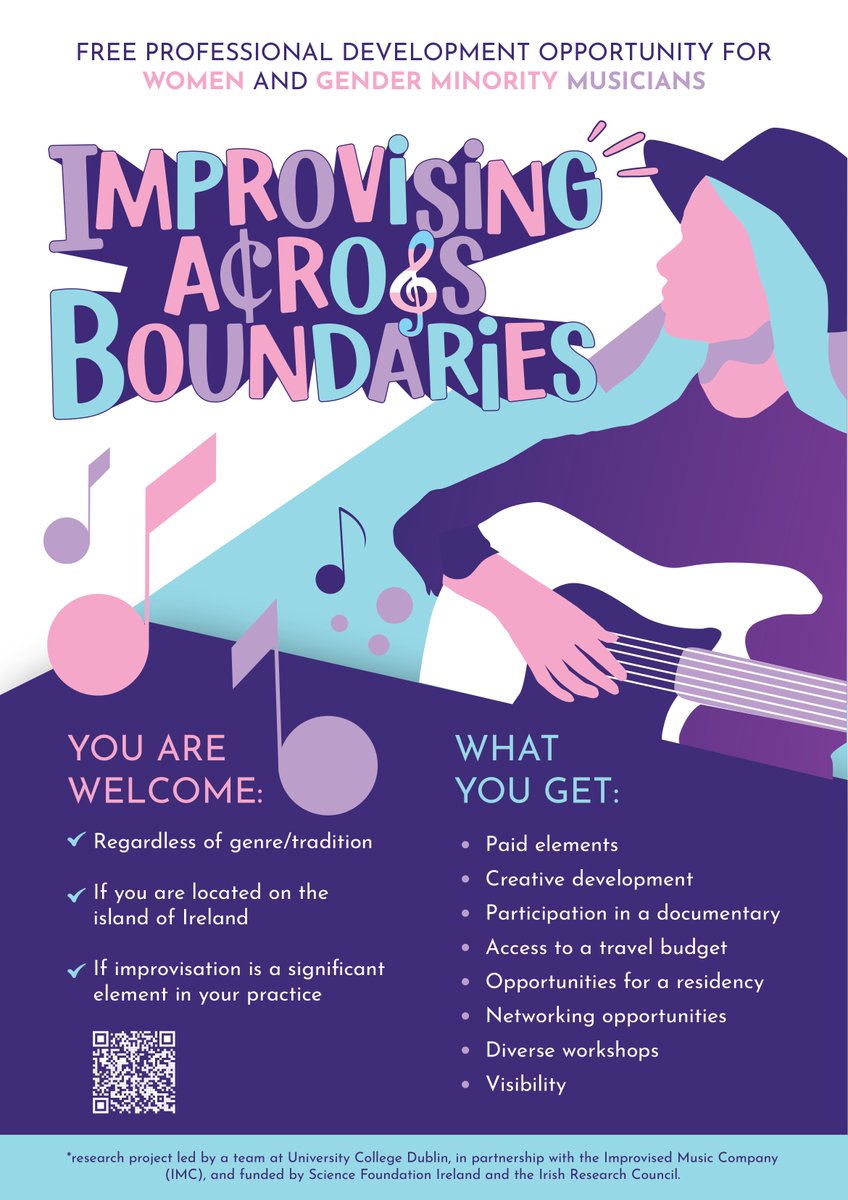 Call-out for participants to build a community of female and gender minority improvising musicians, to take part in research over 4 years! Further info and how to apply via the link below. Deadline 19th January. improvacrossboundaries.ie/call-for-artis…