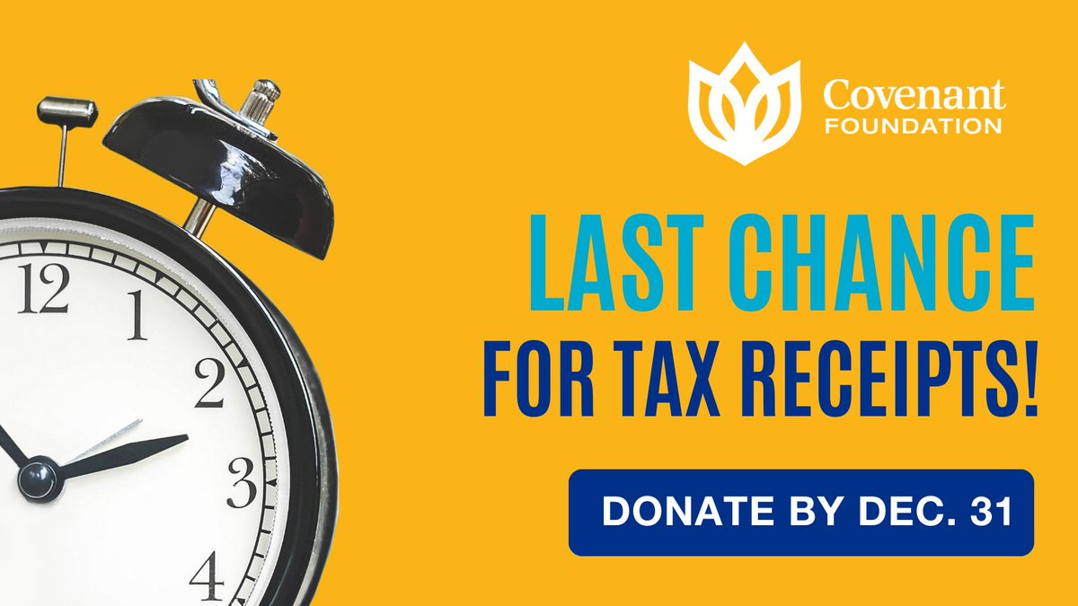 There are only a couple of weeks left to donate and get a 2023 tax receipt! Donate today to save at tax time and help advance care for Covenant Family sites across Alberta. It’s a win-win! 🙌 Donate Now - canadahelps.org/en/dn/97035