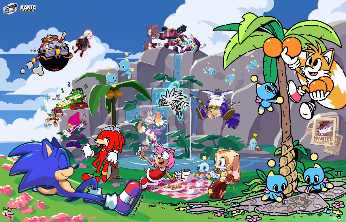 エミー・ローズ ,ソニック ,テイルス 「Together, you've all shared what makes f」|Sonic the Hedgehogのイラスト