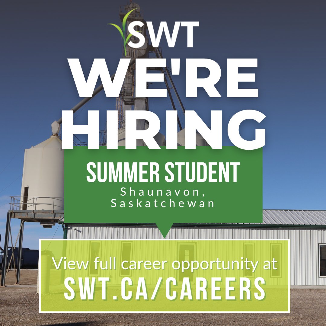 The SWT team is growing! 🌱

We are currently looking for a 𝐒𝐮𝐦𝐦𝐞𝐫 𝐒𝐭𝐮𝐝𝐞𝐧𝐭 to join our team at the 𝐒𝐡𝐚𝐮𝐧𝐚𝐯𝐨𝐧 location.

For more information and to apply visit: swt.ca/careers
