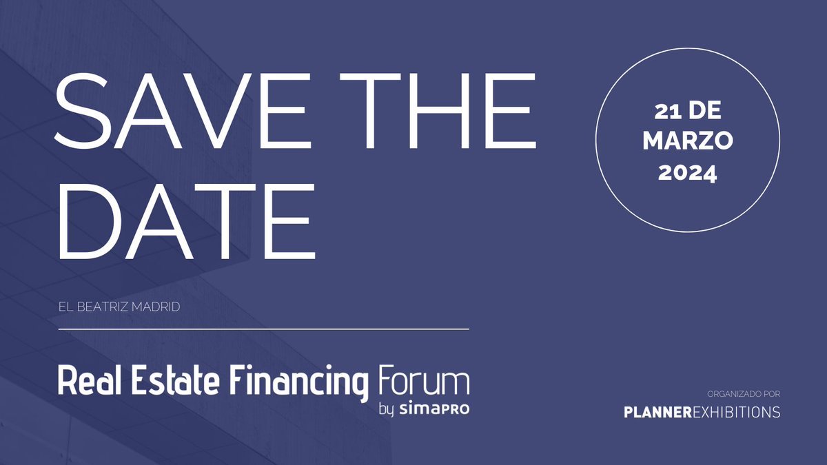 🗓️ ¡Apunta el 21 de marzo en tu calendario! 🗓️

Te presentamos Real Estate Financing Forum, el escenario perfecto para debatir sobre las perspectivas de la financiación inmobiliaria, con especial foco en la financiación residencial.

realestatefinancingforum.es