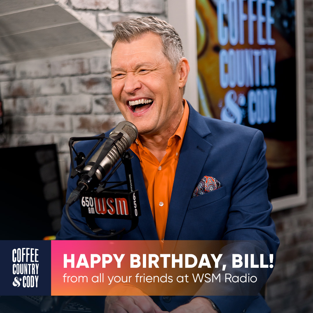 Today, we celebrate one of country music's most respected broadcasters. He's Nashville's longest-tenured morning radio personality, and we are honored that he's been the man in the big chair on WSM for nearly 30 years. Happy birthday, @billcodywsm!