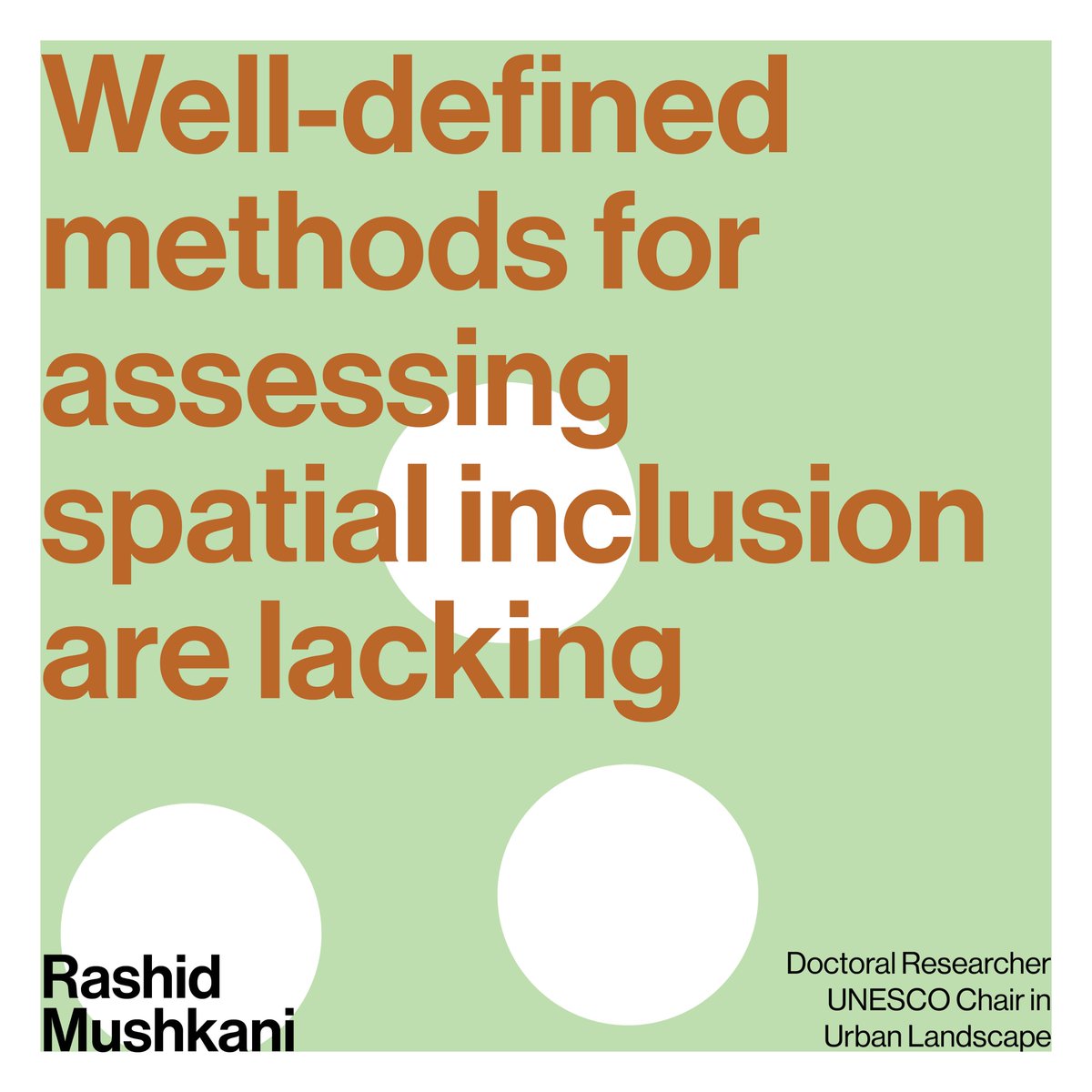 💡On studying spatial inclusion by Rashid Mushkani, PhD student and researcher at the @unesco_studio #urbanresearch #publicspace #inclusion