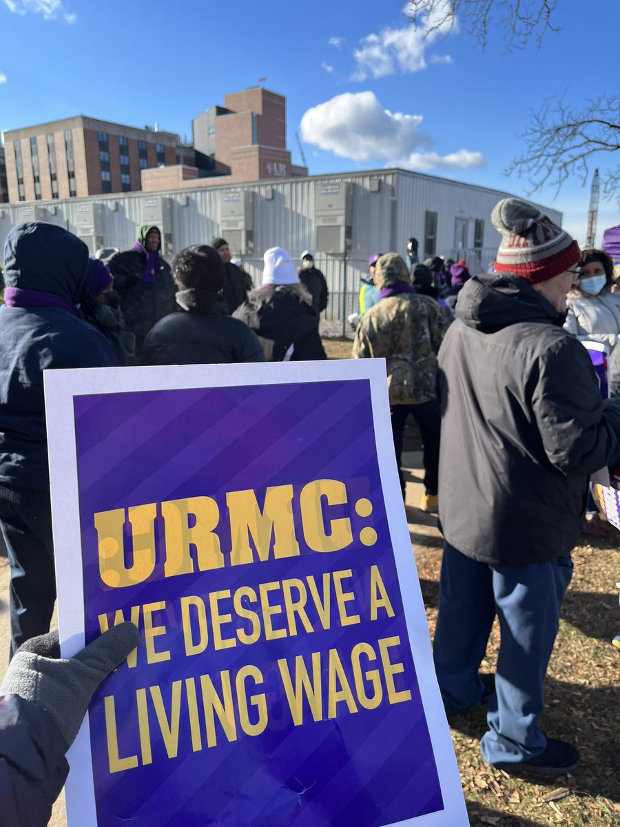 .@1199SEIU members at URMC in Rochester walked off the job & hit the strike line today to demand a living wage & benefits. #URMCStrike.