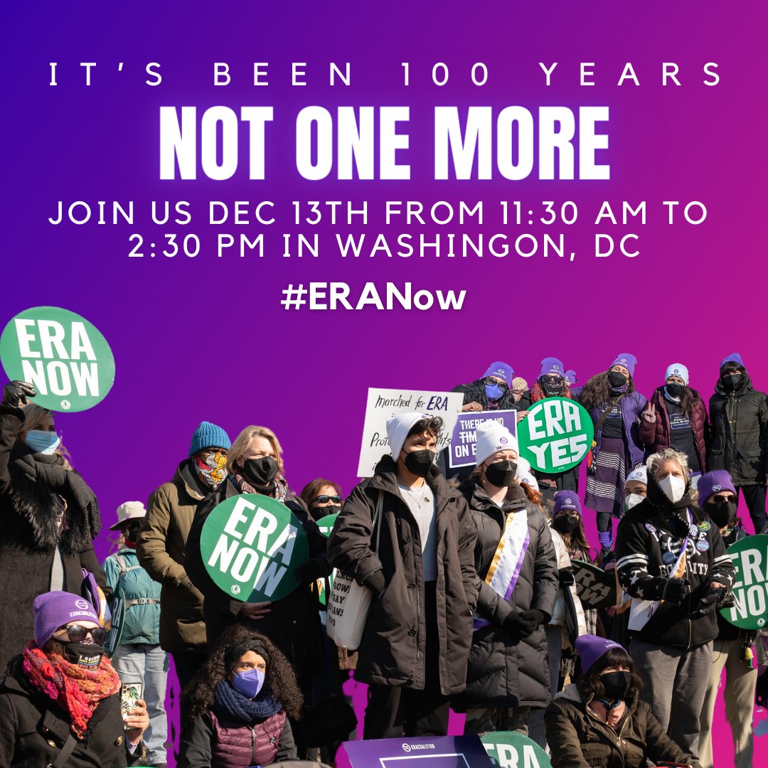 The demand for the ERA is more urgent than ever. The U.S. is the only modern democracy that does not include sex equality in its Constitution. Join us and @eracoalition in urging our elected officials to publish the #EqualRightsAmendment. bit.ly/era100years #ERA100 #ERANow